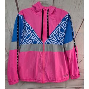 Pink Victoria's Secret XS Fleece Lined Zip Up Hooded Jacket Pink/Blue
